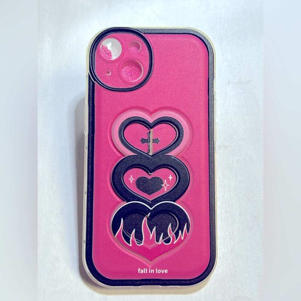 Fall in love I phone 14 3d hearts Gelly case